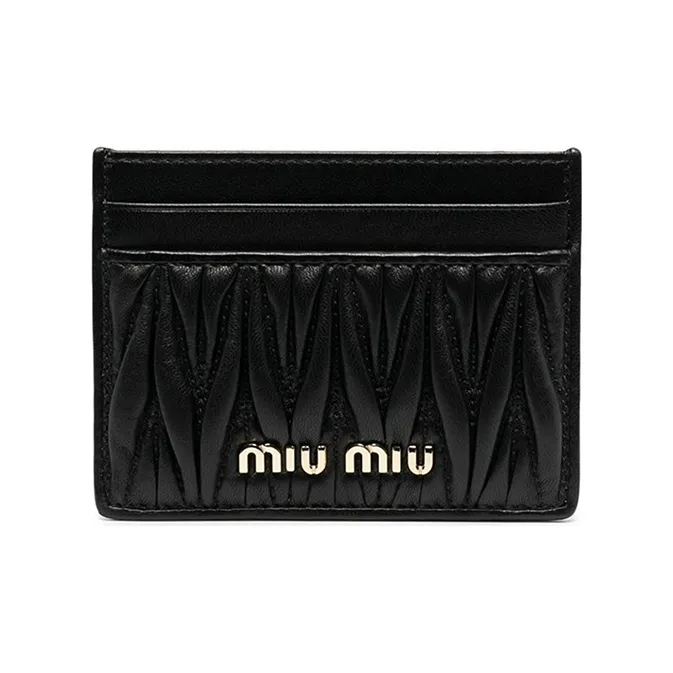 MIU MIU Nappa Leather Card Holder, Wallet Women's Black