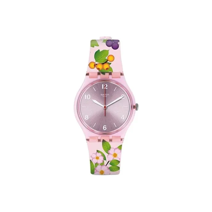 SWATCH Originals Collection Кварцевый механизм Женские часы Розовый циферблат Часы Пластиковый корпус Часы Силиконовый ремешок
