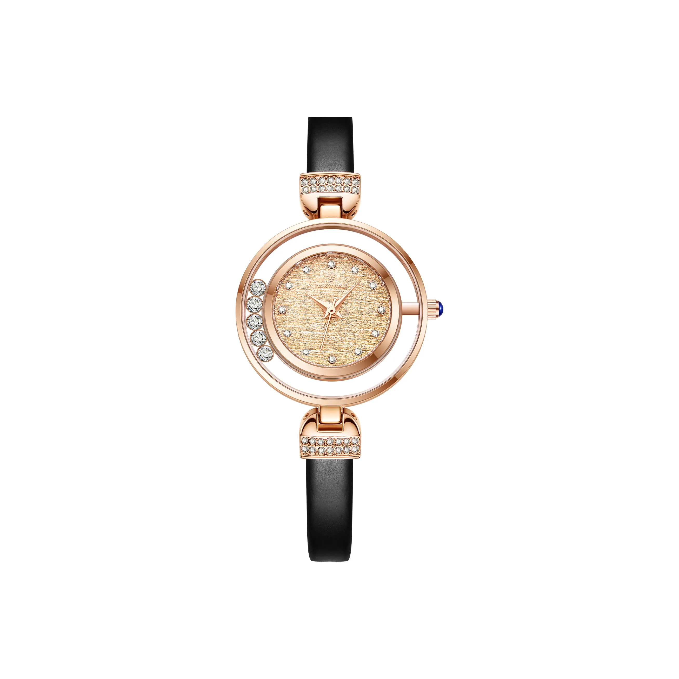 FAIRWHALE Smart Series Кварцевый механизм Естественная кожа Ремешок Часы Женские Золотистый циферблат