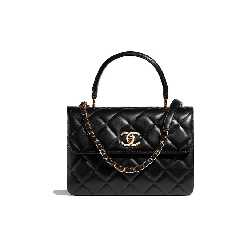 CHANEL Trendy Cc Sheepskin Shoulder Bag, Handbag Women's Black