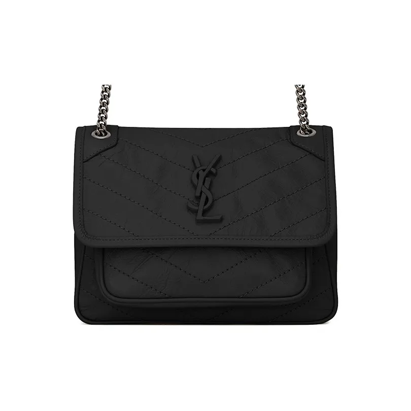SAINT LAURENT Niki Baby Crinkled Vintage Black