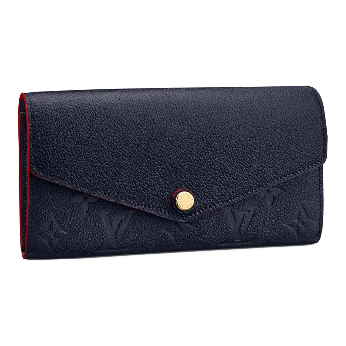 LOUIS VUITTON Sarah Cow Leather Wallet Men's Deep Sea Blue & Red