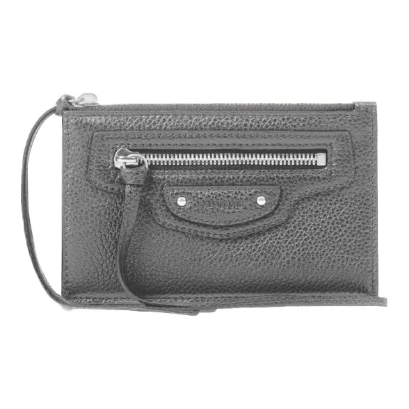 Balenciaga Grained Телячья кожа Монетница Кошелек Унисекс Серый