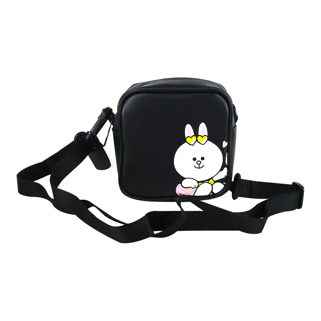 LiNing LINE FRIENDS Artificial Leather Crossbody Bag Regular Unisex Black