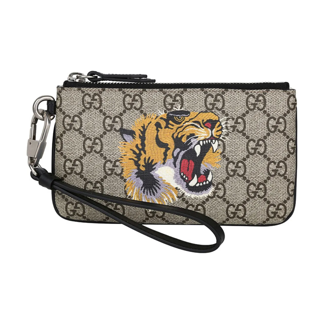 GUCCI Canvas With Leather Coin Purse, Clutch Tubas Men's Ebony/Black