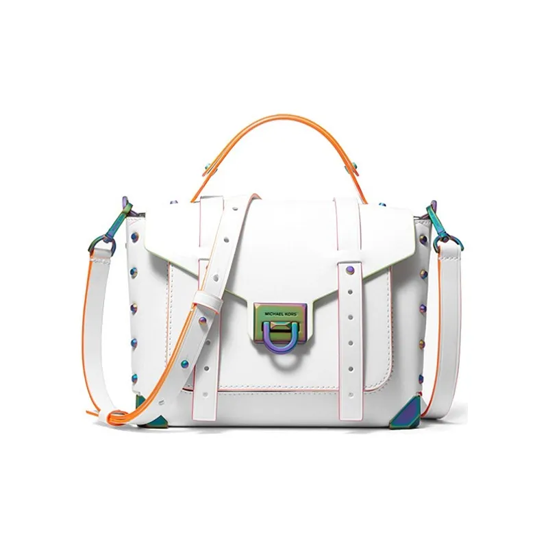 MICHAEL KORS Manhattan Кожа Почтовая Сумка Сумка через плечо Сумка среднего размера Женская Белая