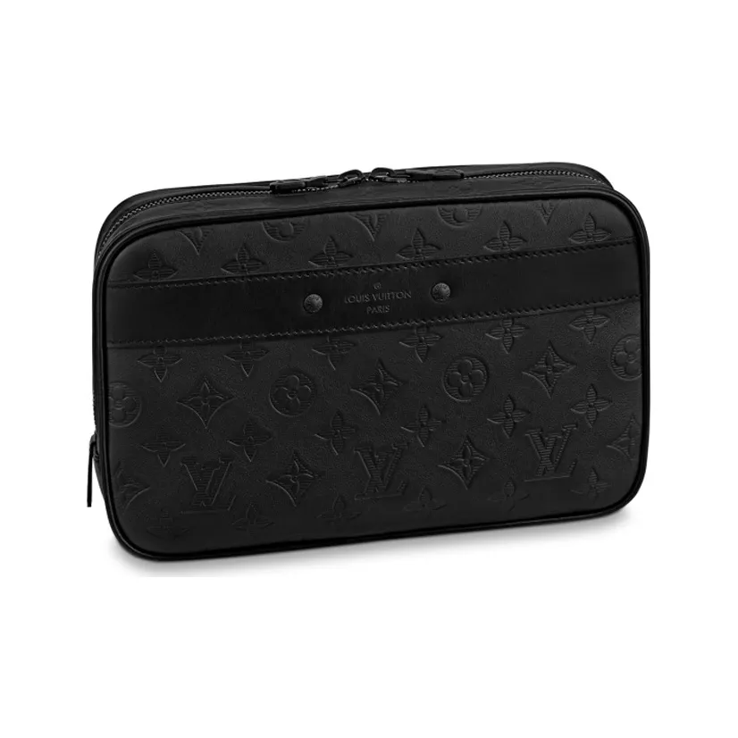 LOUIS VUITTON Leather Toiletry Bag Tubas Men's Black