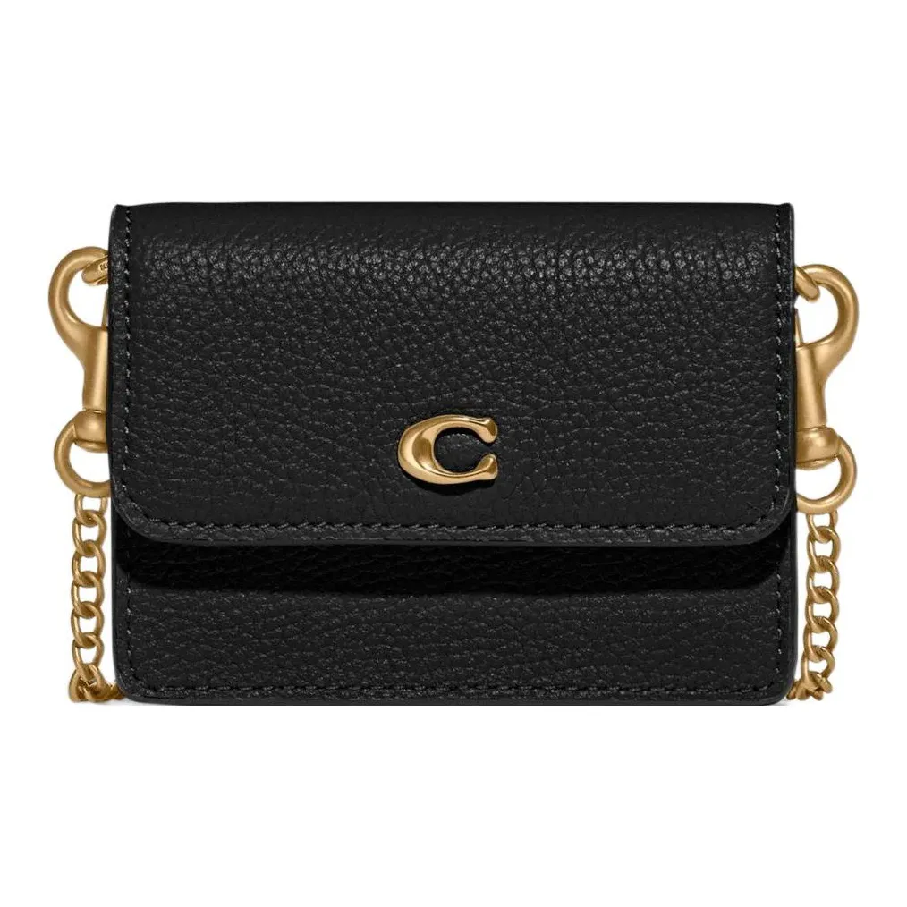 COACH Кожа Маленькая Квадратная Сумка Сумка через плечо Мини Женская Черная