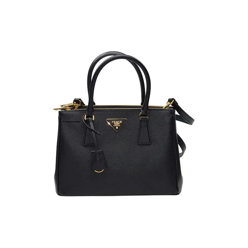 PRADA Saffiano Calfskin Handbag Crossbody Bag Shoulder Bag Medium Size Women's Black