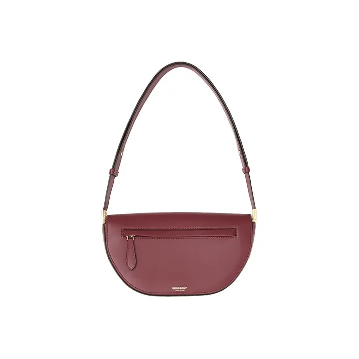 Burberry Olympia Cow Leather Shoulder Bag, Crescent Bag, Shoulder Bag Women's Burgundy