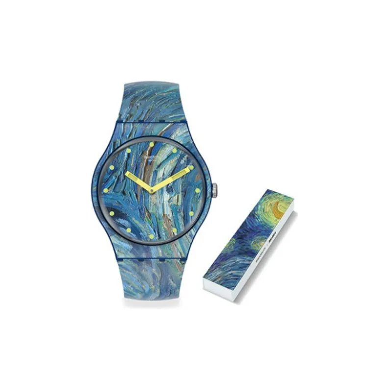 SWATCH New Gent Collection Кварцевый механизм Унисекс Часы 41 мм Синий циферблат Пластиковый корпус Часы Силиконовый ремешок