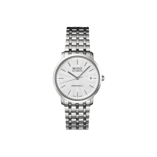 MIDO Автоматический Механический Movement Мужские Baroncelli Часы 37 мм Серебряные
