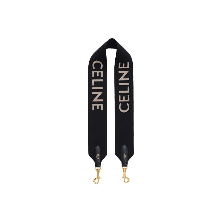CELINE Jacquard Wool Bag Strap Women's Black/White