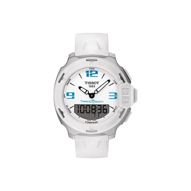 TISSOT Tang Zhi Collection Кварцевый механизм Женские часы 42,2 мм Белый циферблат Корпус из нержавеющей стали Резиновый ремешок