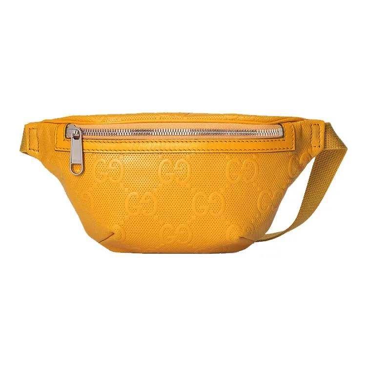 GUCCI Embossed Leather Belt Bag Yellow