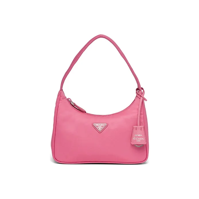 PRADA Hobo Nylon Shoulder Bag Handbag Shoulder Bag Women's Autumn Begonia Pink Dark Pink
