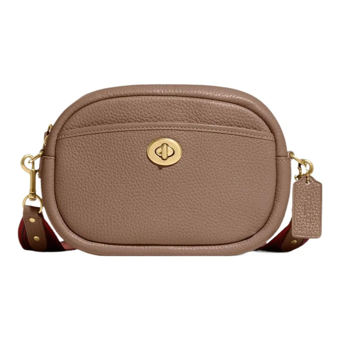 COACH Camera Pebbled Leather Camera Bag, Shoulder Bag, Crossbody Bag Medium Size Women's Taupe