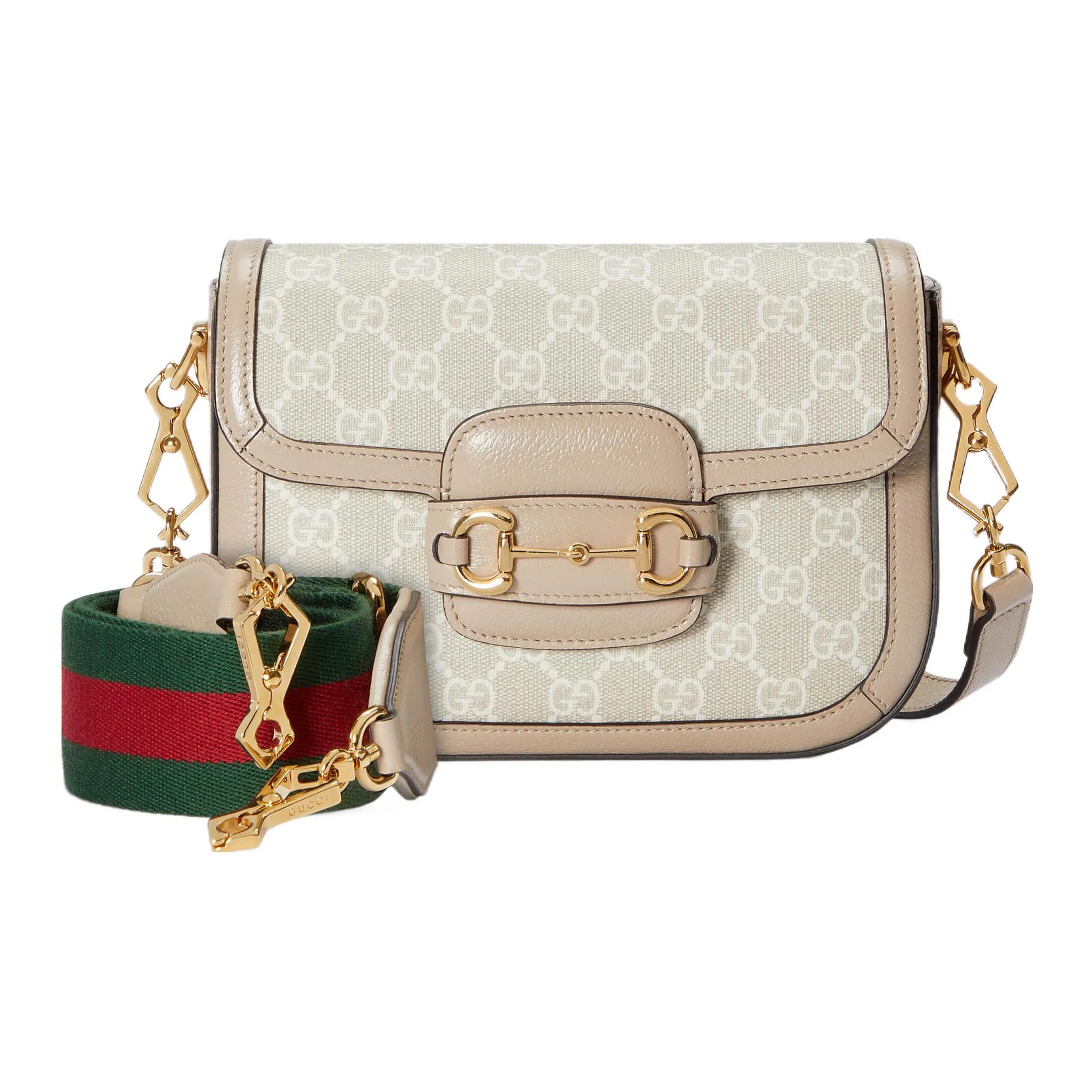 GUCCI Horsebit 1955 Canvas With Leather Saddle Bag, Shoulder Bag, Crossbody Bag Mini Women's