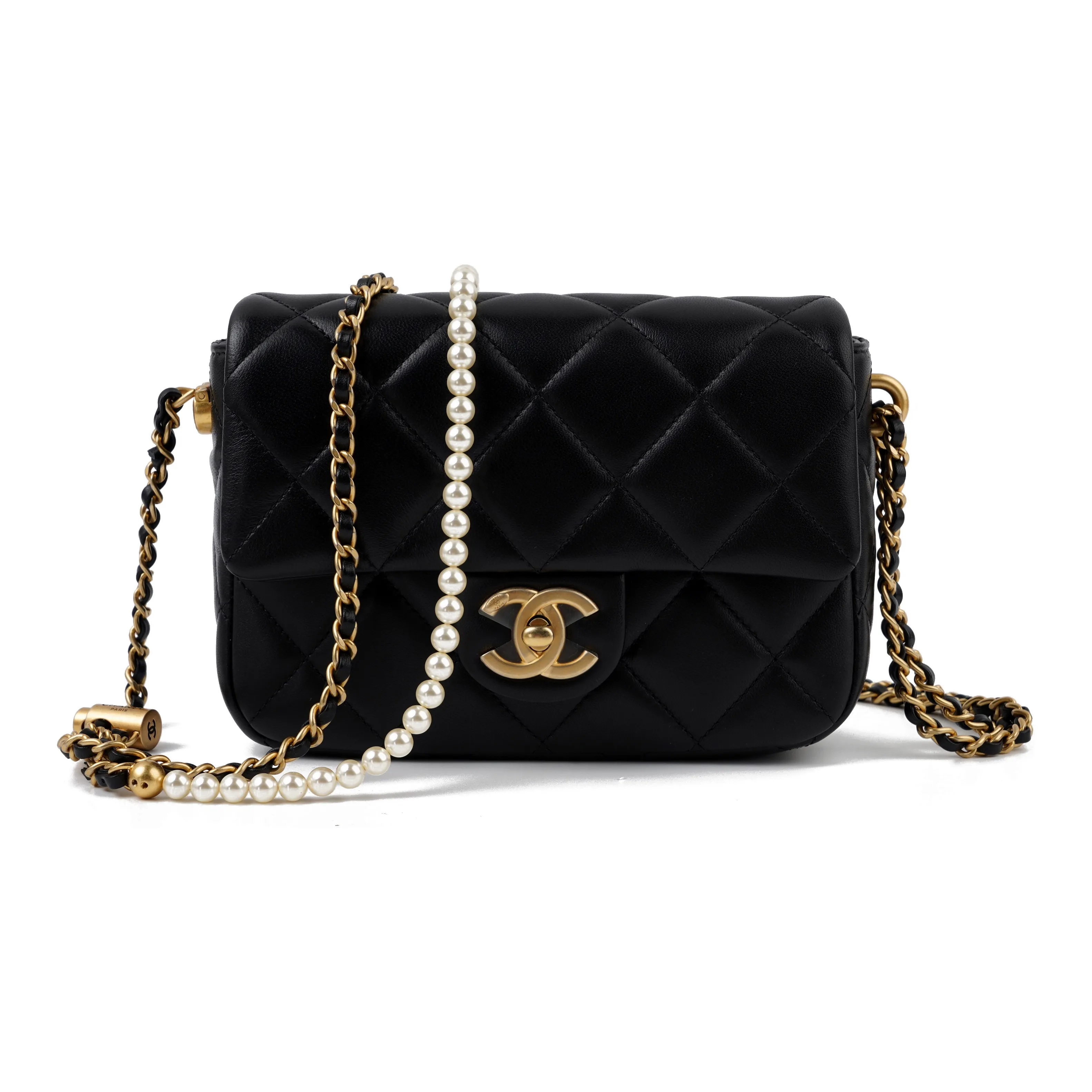 CHANEL Classic Flap CF21K Winter Sheepskin Shoulder Bag, Crossbody Bag Women's Black