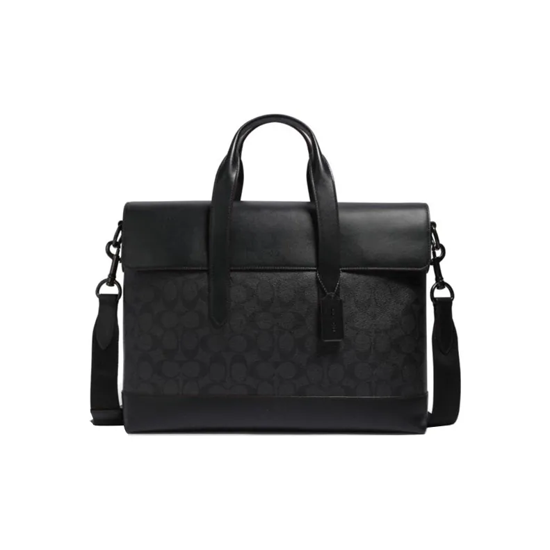 COACH Hamilton Canvas With Calfskin Laptop Bags Briefcases Shoulder Bags Handbags Large Size Men's Black Monogram