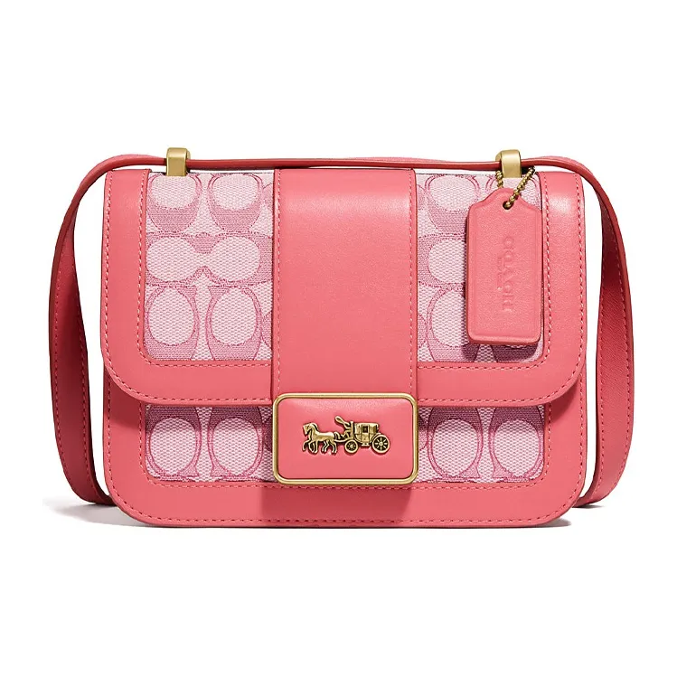 COACH Alie Cow Leather Messenger Bag Small Square Bag Handbag Shoulder Bag Crossbody Bag Small Size Women's Pink