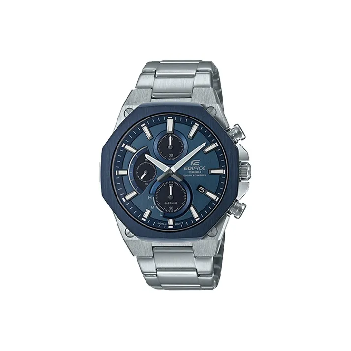 CASIO Солнечный Кварцевый Механизм Мужские Часы EDIFICE 49мм*44мм*9,7мм Синий