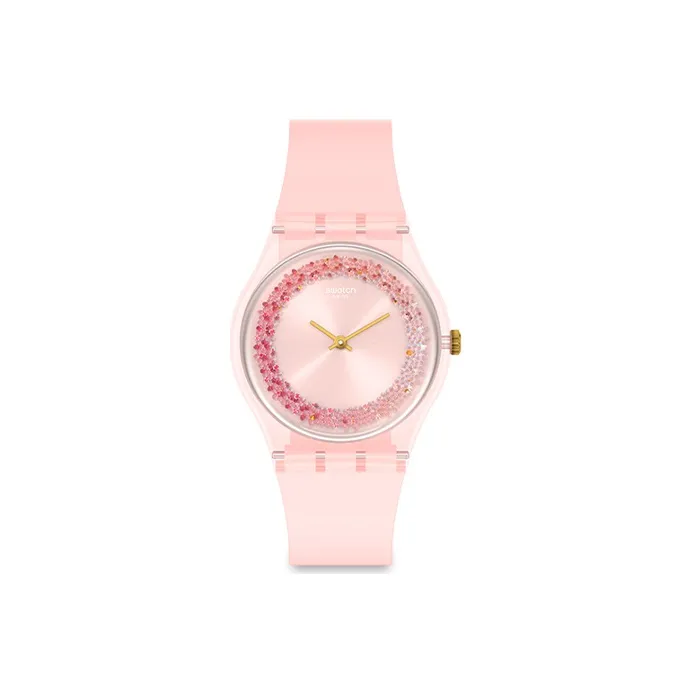 SWATCH OriginalsCollection Кварцевый механизм Женские часы 39,2 мм Розовый циферблат Часы Пластиковый корпус Часы Силиконовый ремешок