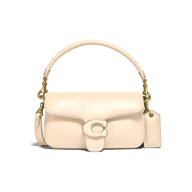 COACH Tabby Leather Pillow Bag Shoulder Bag Crossbody Bag Handbag Small Size Women's Macaron Apricot