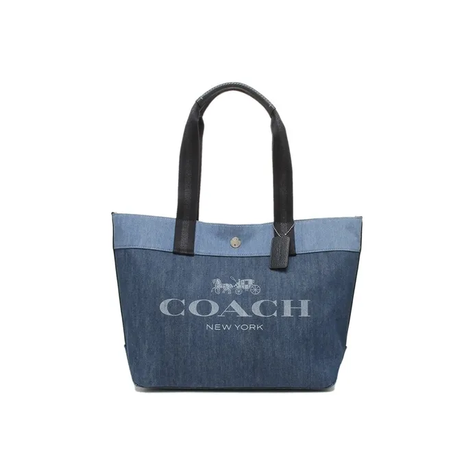 COACH Denim Tote Bag, Shopping Bag, Handbag, Shoulder Bag Tubas Women's Denim Blue Multicolor