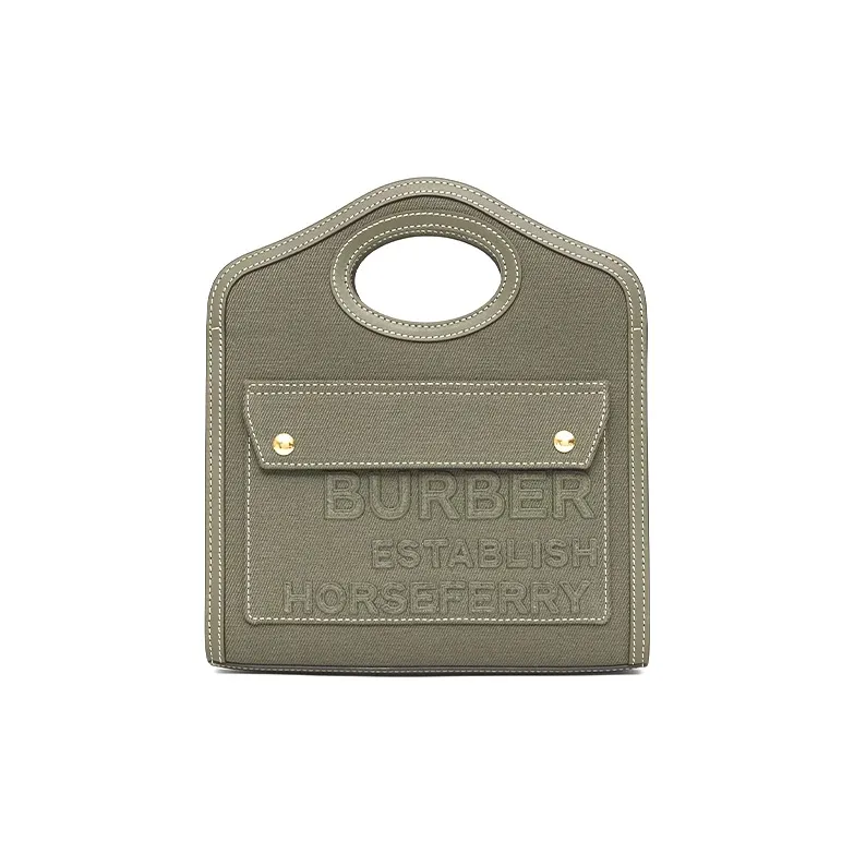 Burberry Horseferry Canvas Tote Bag Shopping Bag Pocket Bag Shoulder Bag Crossbody Bag Handbag Mini Women's Green