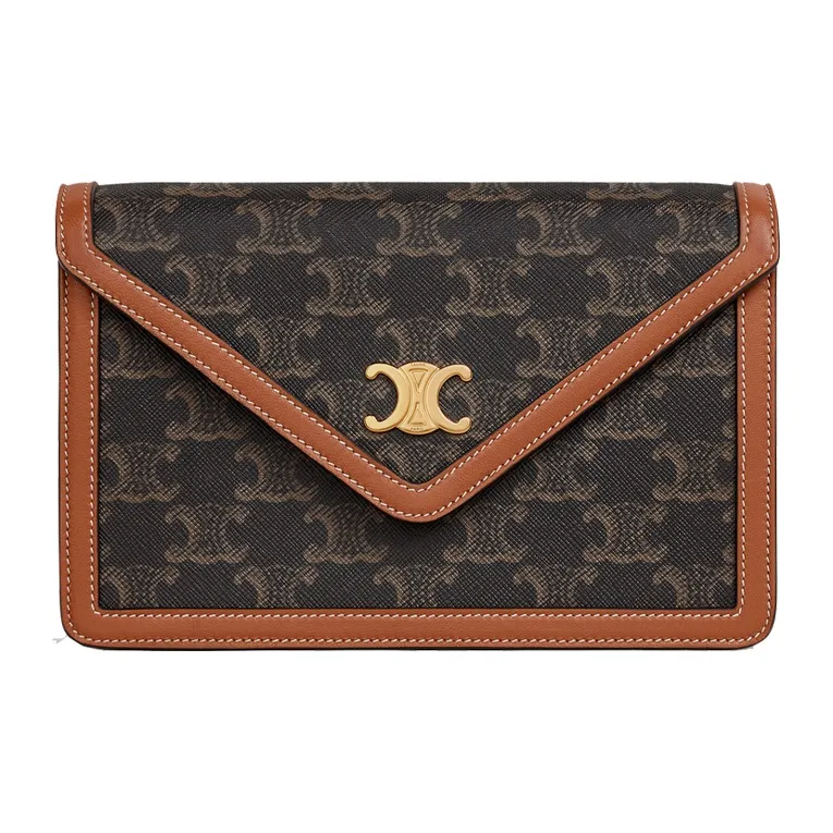 CELINE Canvas With Sheepskin Wallet, Shoulder Bag, Crossbody Bag Regular Women's Tawny