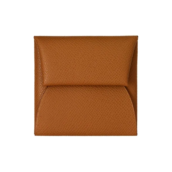 HERMES Bastia Epsom Calfskin Coin Purse Women
s Gold Brown