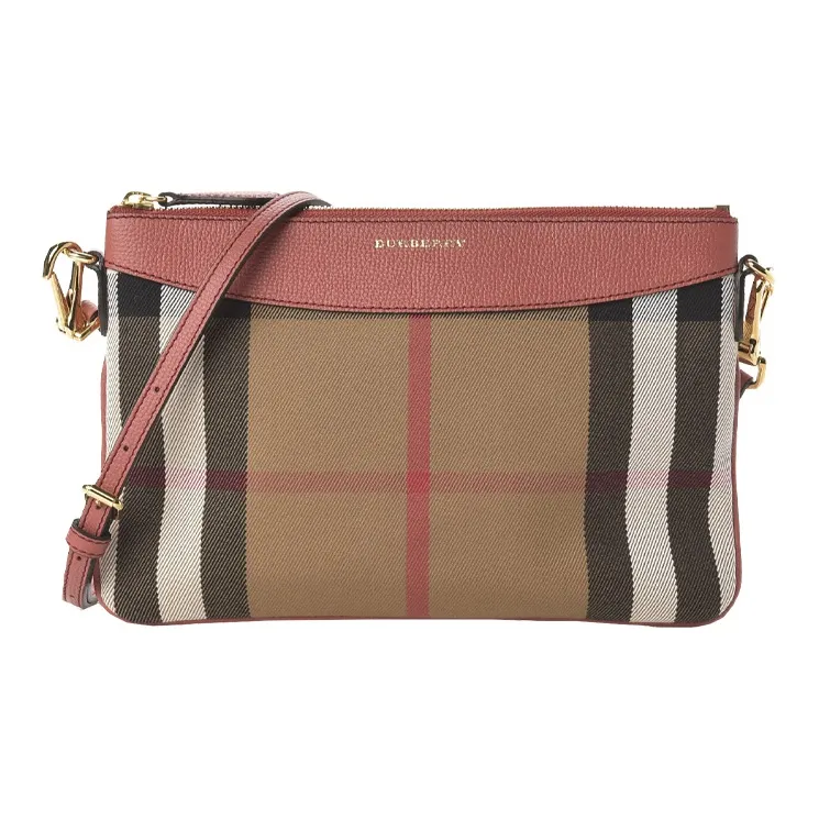 Burberry Vintage Matching Leather Cow Leather Shoulder Bag, Clutch, Crossbody Bag Women's Dark Pink