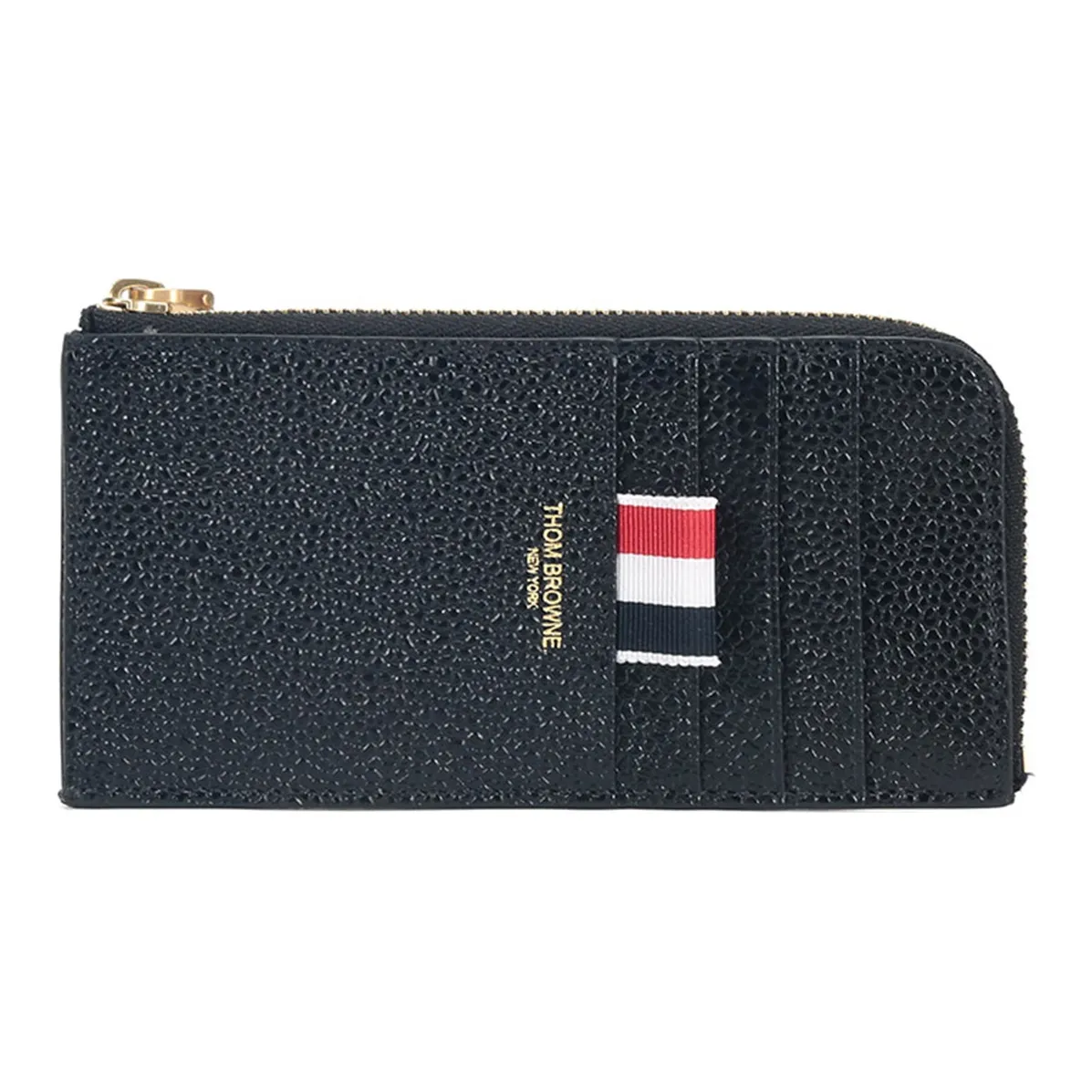 THOM BROWNE Pebbled Half Zipped Around Wallet