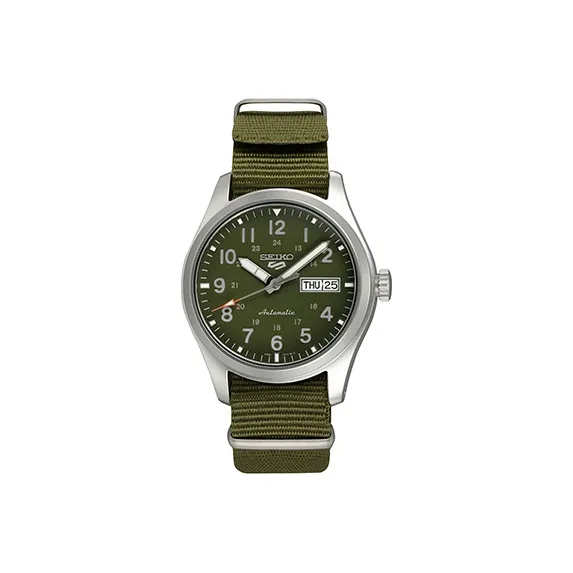 SEIKO Mechanical Movement Nylon Strap Watch Men's Watch Green Dial SRPG33K1