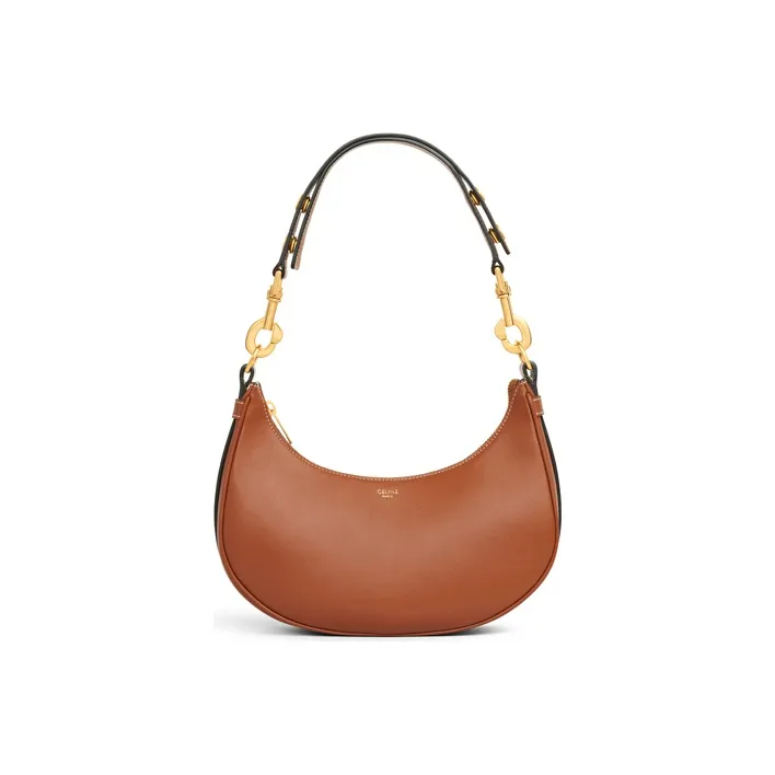 CELINE Smooth Cow Leather Handbag Shoulder Bag Crossbody Bag Handbag Medium Size Women's Tawny