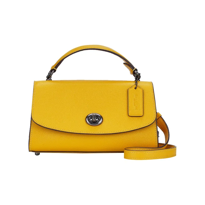 COACH Tilly Leather Crossbody Bag, Handbag, Shoulder Bag Trumpets Women's Yellow