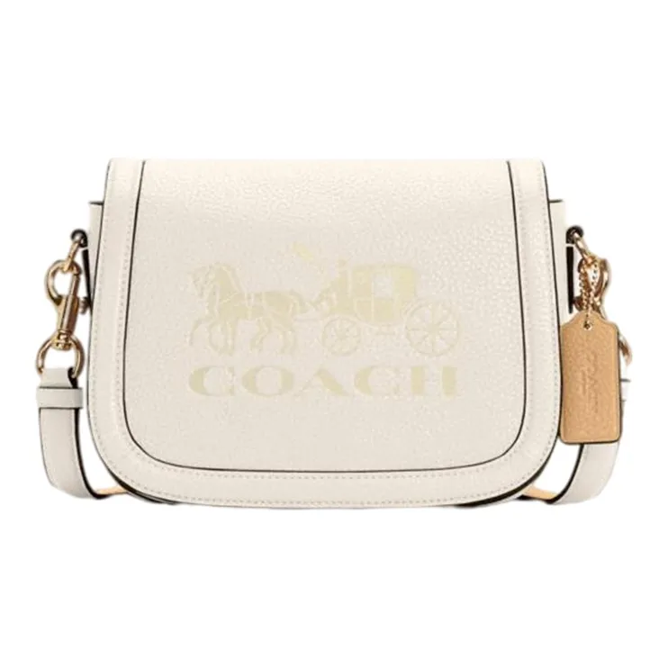 COACH Кожа Flip Сумка Седло Сумка Сумка через плечо Маленькая Женская Белая