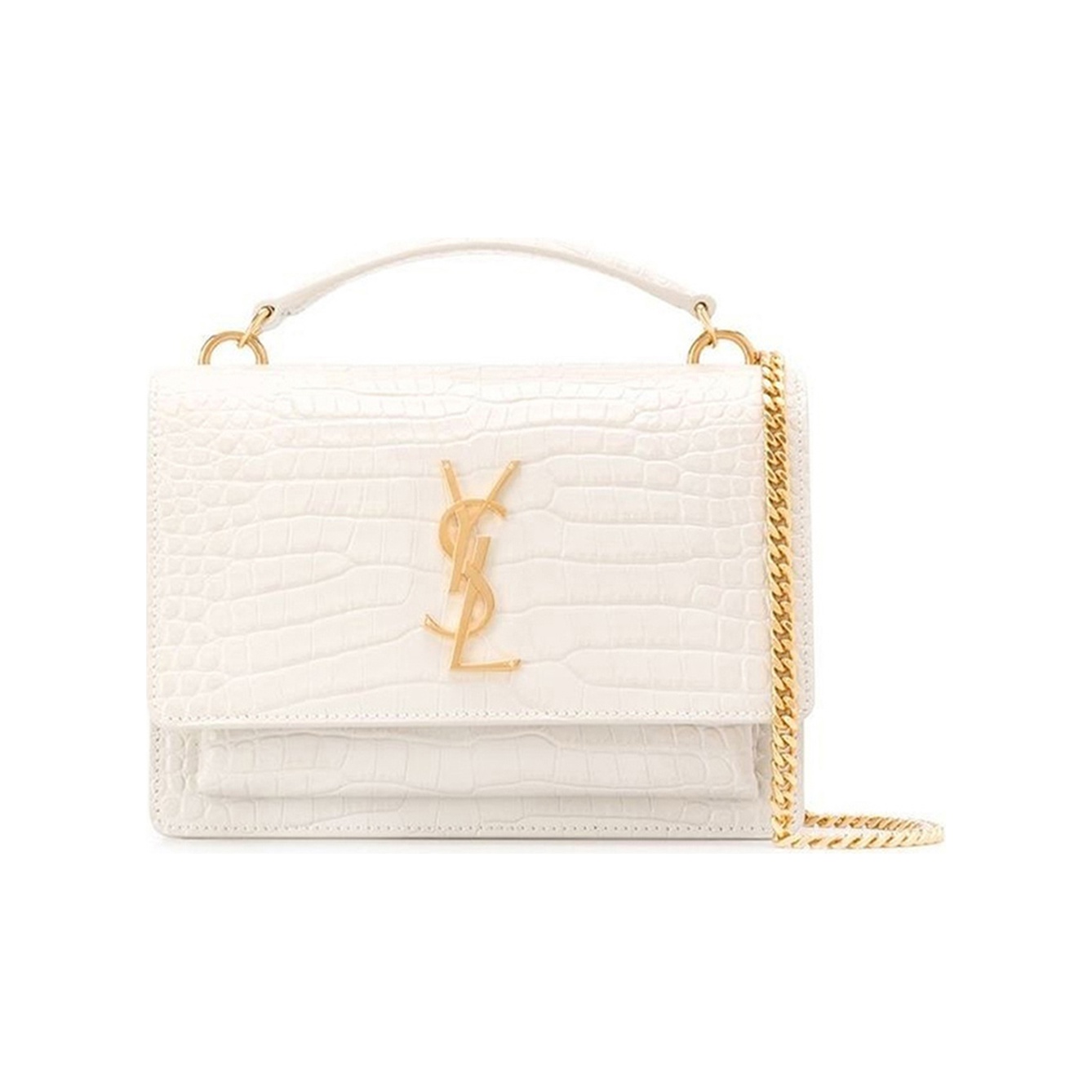 SAINT LAURENT 1990$ White Loulou Toy Strap Bag, Quilted Y