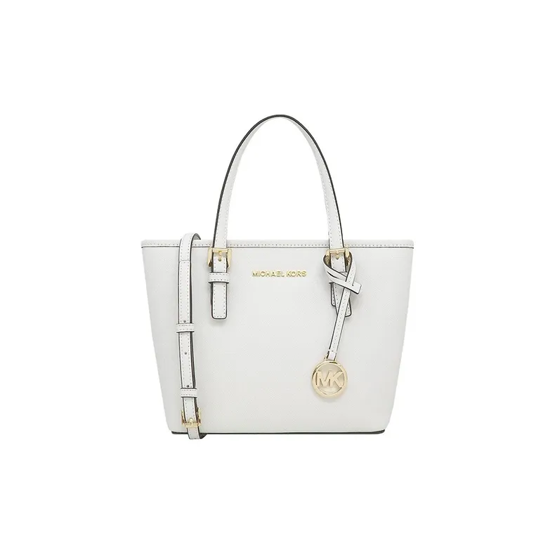 MICHAEL KORS Leather Tote Bag, Shopping Bag, Handbag, Shoulder Bag Women's Pure White