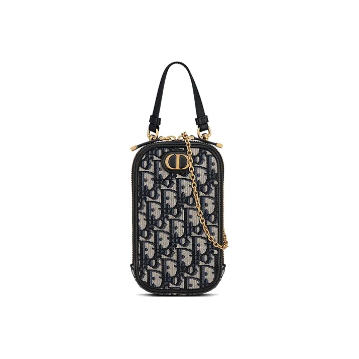 DIOR OBLIQUE30 Montaigne Leather Shoulder Bag, Crossbody Bag, Cell Phone Pouch Women's Blue