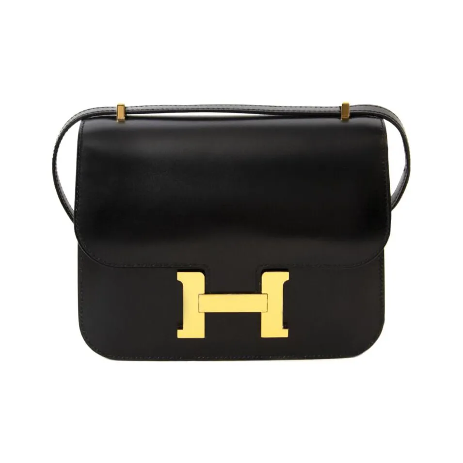 HERMES Constance Cow Leather Shoulder Bag Crossbody Bag Mini Women's Noir Black