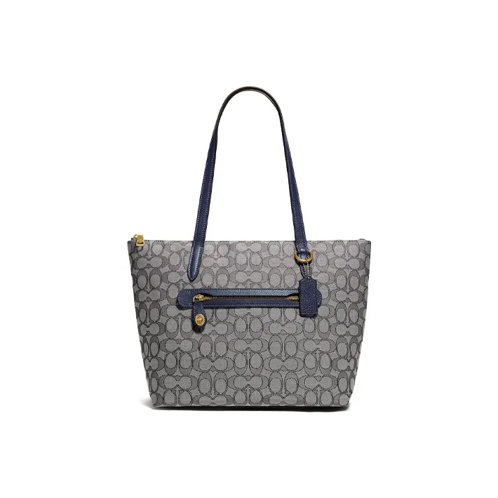 COACH Taylor Холщовая Сумка Сумка-тоут Сумка для покупок Сумка через плечо Женская Полуночный синий Монограмма