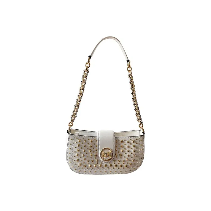 MICHAEL KORS CARMEN Кожа Baguette Сумка на плечо с Stud Кожа Женская Белая