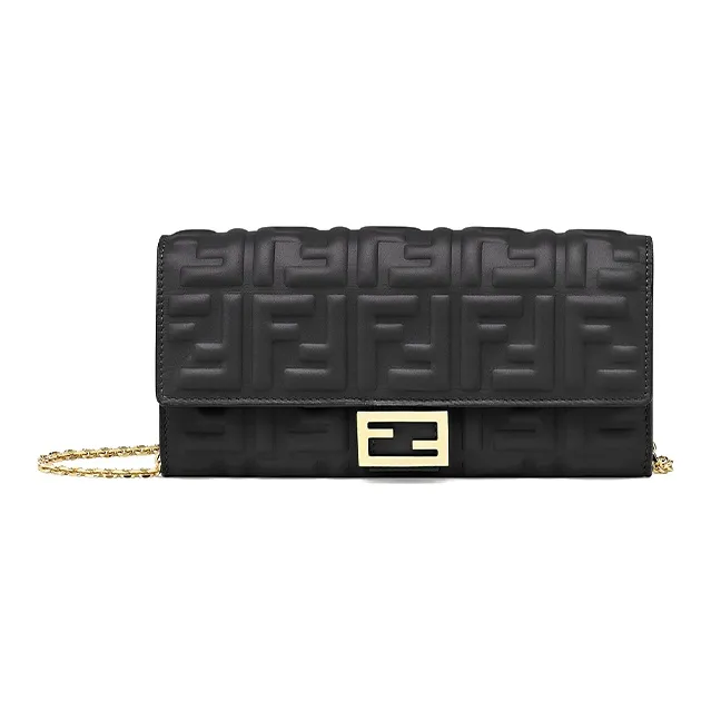 FENDI Baguette Nappa Leather Baguette Bag Shoulder Bag Crossbody Bag Regular Women's Black