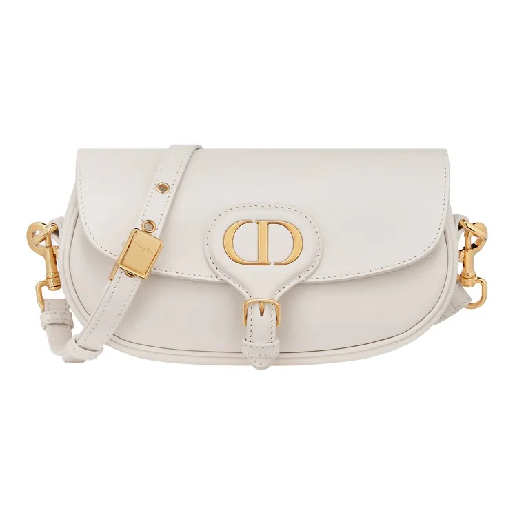DIOR Bobby Smooth Cow Leather Crescent Bag, Handbag, Shoulder Bag, Crossbody Bag Regular Women's White
