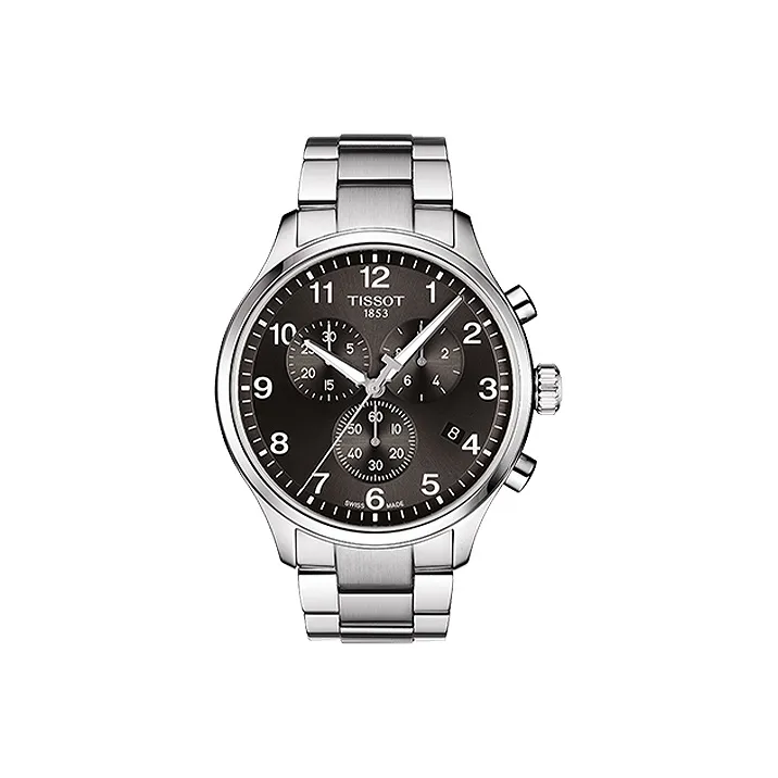 TISSOT Speed Run Series Кварцевый механизм Мужские часы Часы 45 мм Черный циферблат Стальной корпус Стальной ремешок