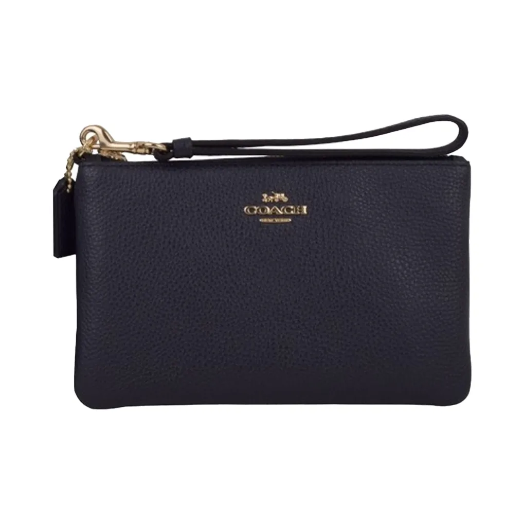 COACH Wristlet Leather Makeup Bag, Clutch Trumpets Women's Black