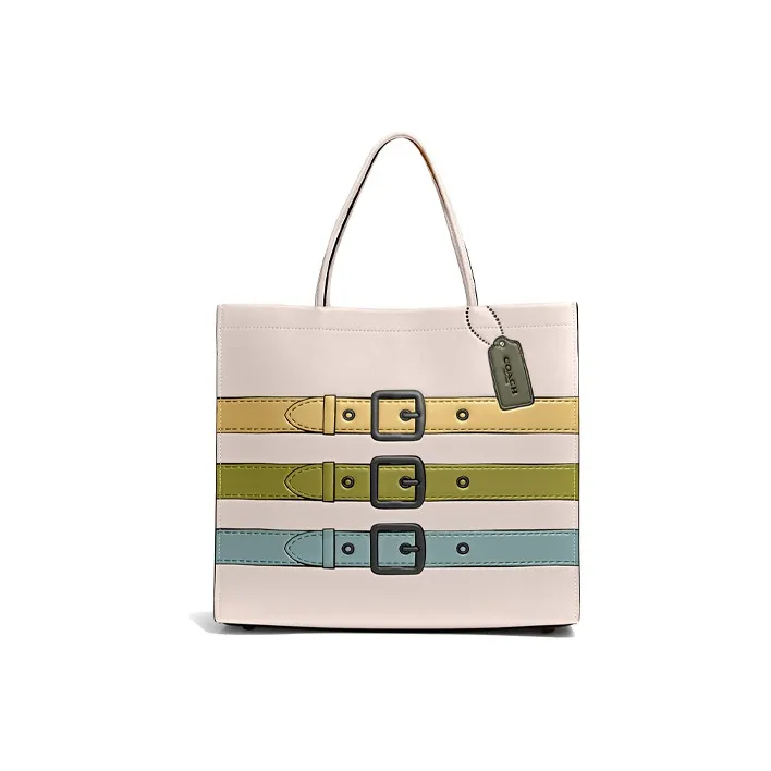 COACH Cashin Leather Tote Bag, Shopping Bag, Shoulder Bag, Handbag Tubas Women's Chalk White