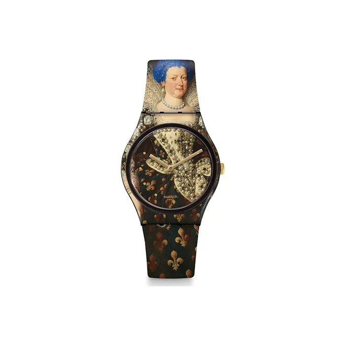 Swatch Quartz Механизм Унисекс Часы 34 мм Черный Циферблат Пластиковый Корпус Часы Силиконовый Ремешок